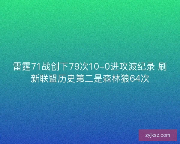 雷霆71战创下79次10-0进攻波纪录 刷新联盟历史第二是森林狼64次