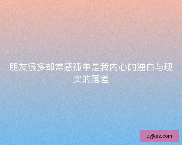 朋友很多却常感孤单是我内心的独白与现实的落差